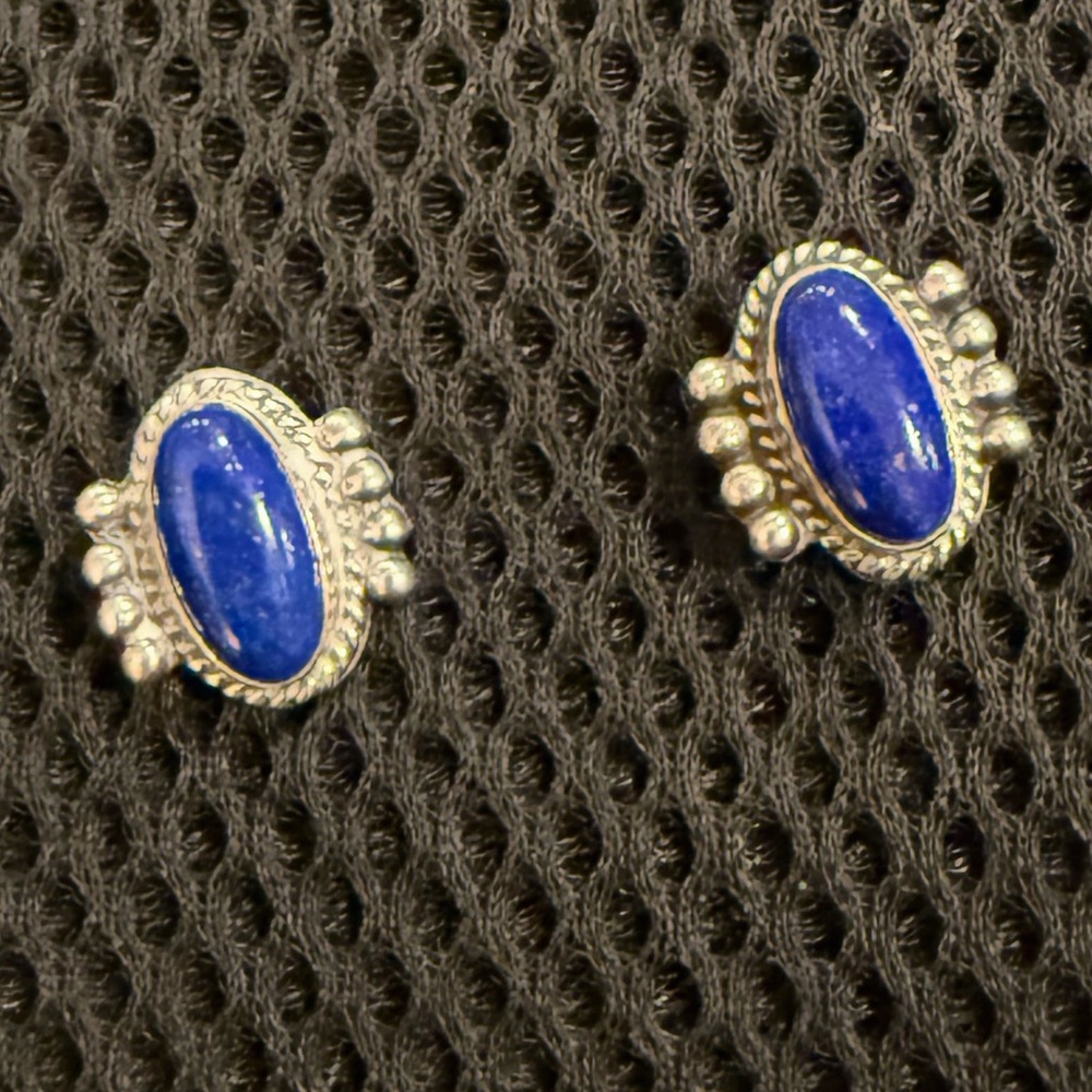 Southwestern Urban Cowgirl Petite Blue Lapis Sterling Silver Stud Earrings